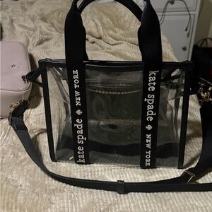 kate spade Black Clear Tote with Logo Straps